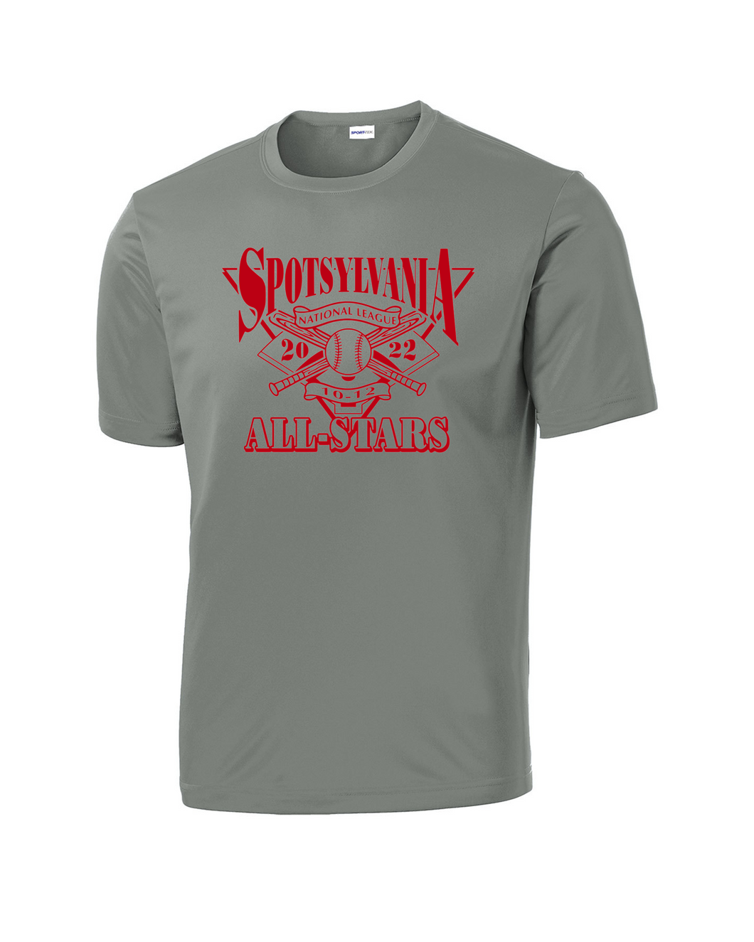 Sport-Tek Competitor Tee Concrete Gray Design 2 Red