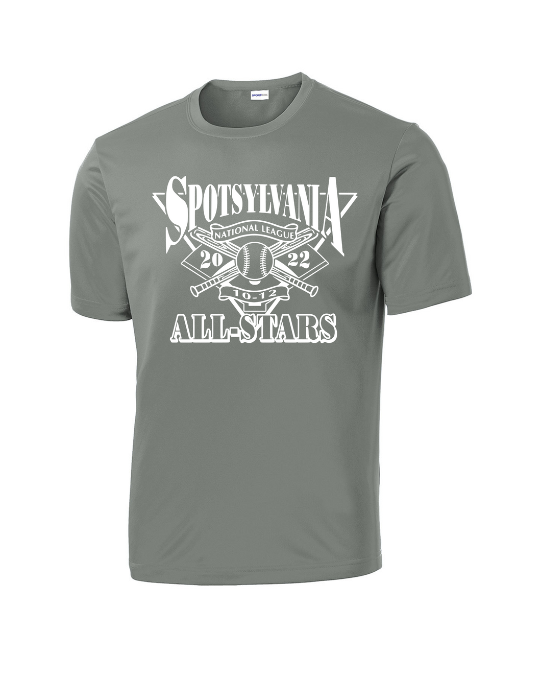 Sport-Tek Competitor Tee Concrete Gray Design 2 White
