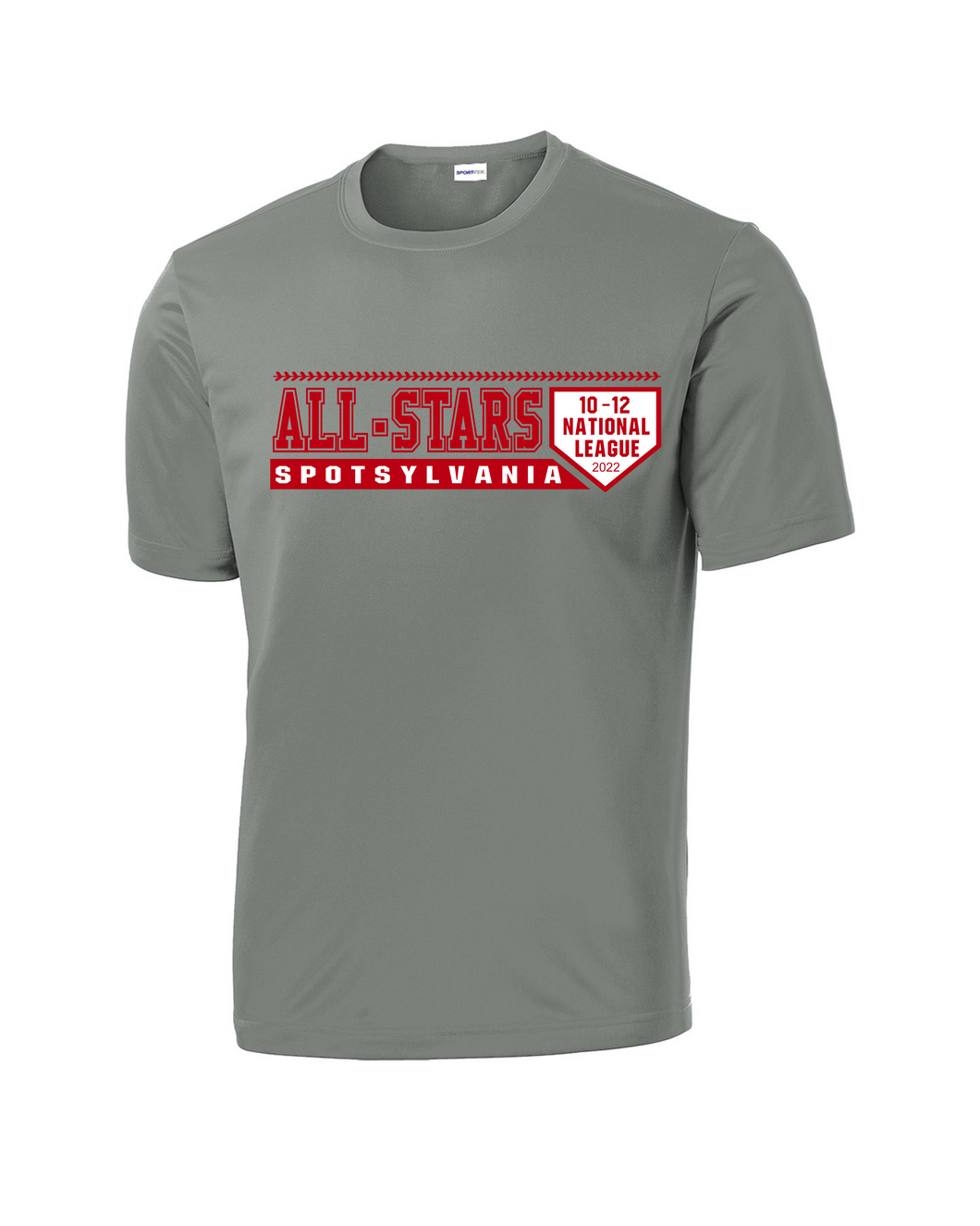 Sport-Tek Competitor Tee- Concrete Gray- Design 1 Red