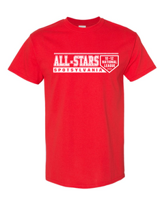 Gildan T-Shirt-Red- Design 1 White