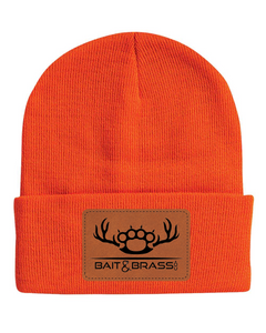 BNB Leather Patch Orange Blaze Cuff Beanie