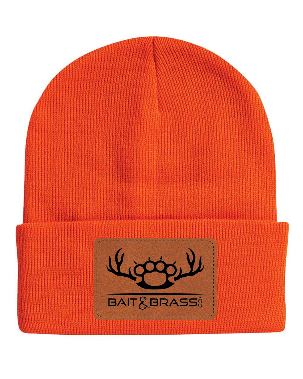 BNB Leather Patch Orange Blaze Cuff Beanie