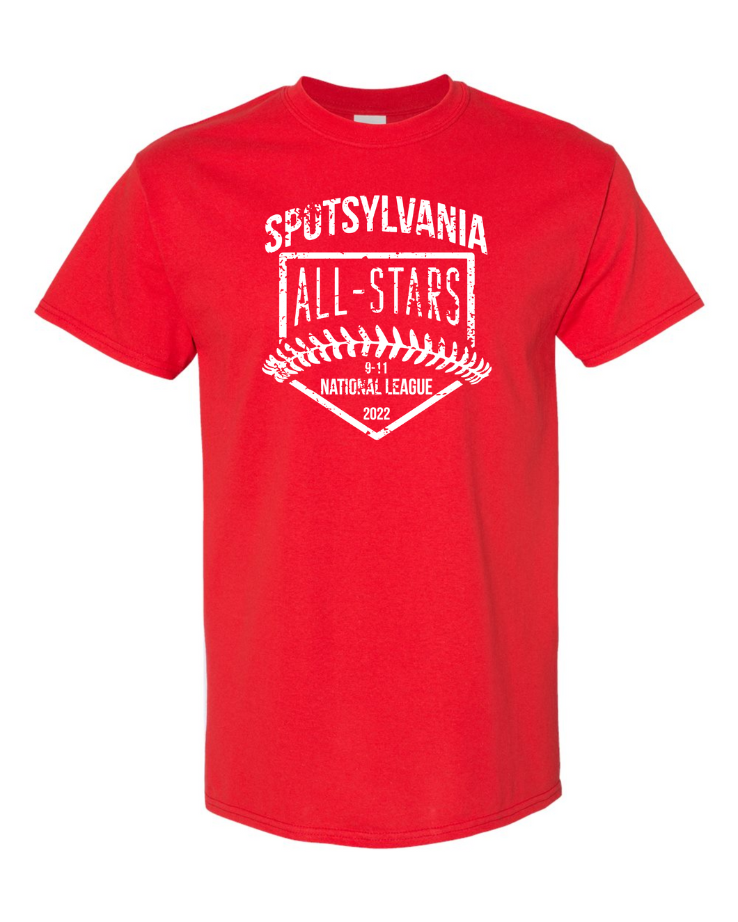 Gildan T-Shirt-Red-D2 White