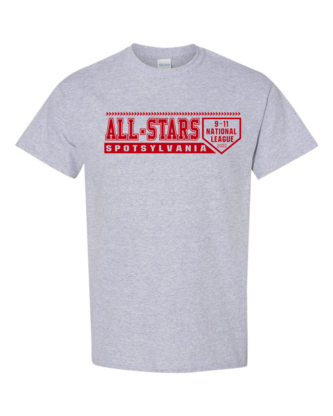 Gildan T-Shirt-Sport Gray-D1 Red