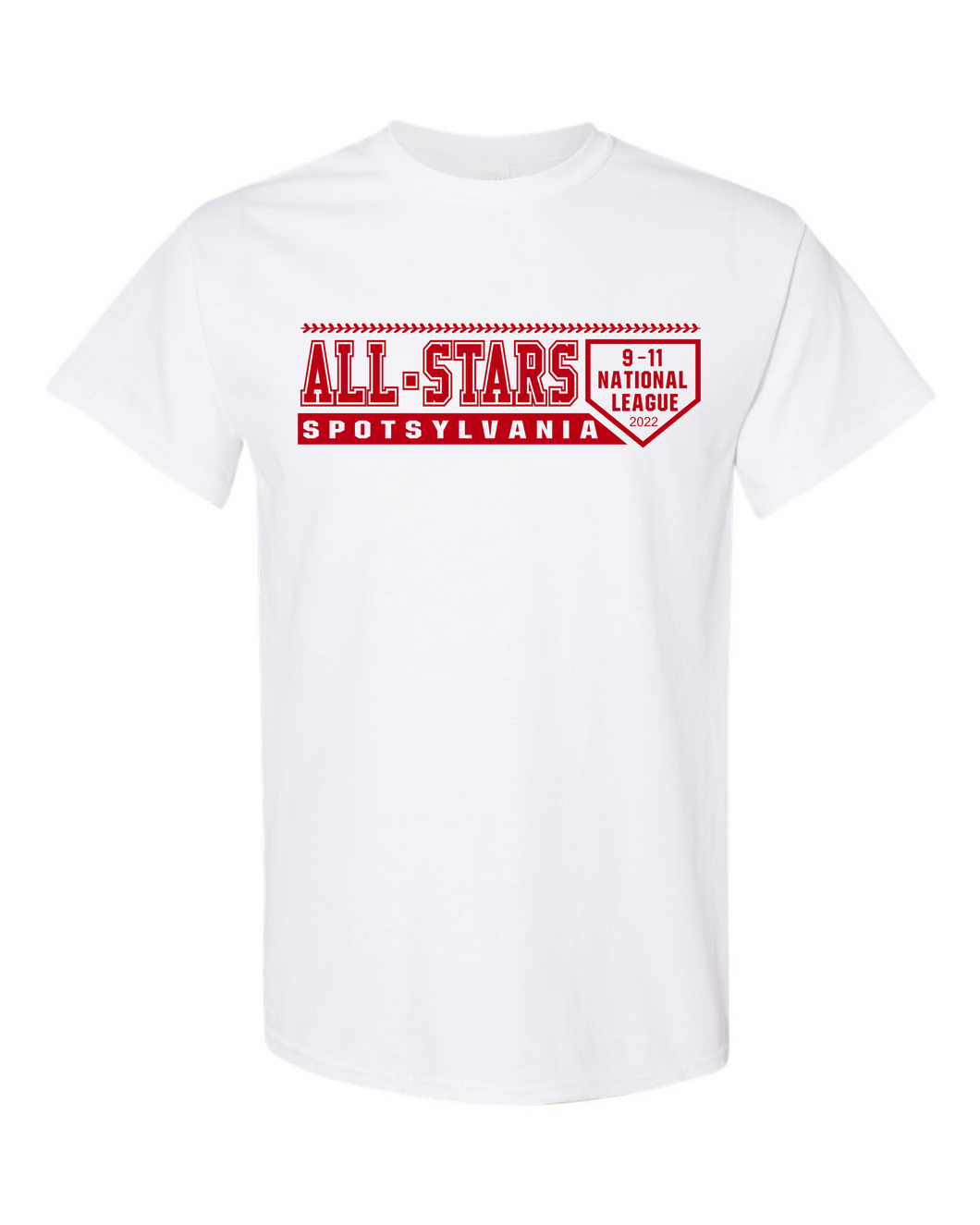Gildan T-Shirt-White-D1 Red