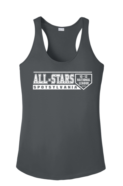 Sport-Tek Ladies Racerback Tank-Iron Gray-D1 White