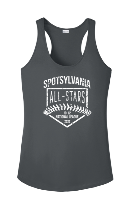 Sport-Tek Ladies Racerback Tank-Iron Gray-D2 White