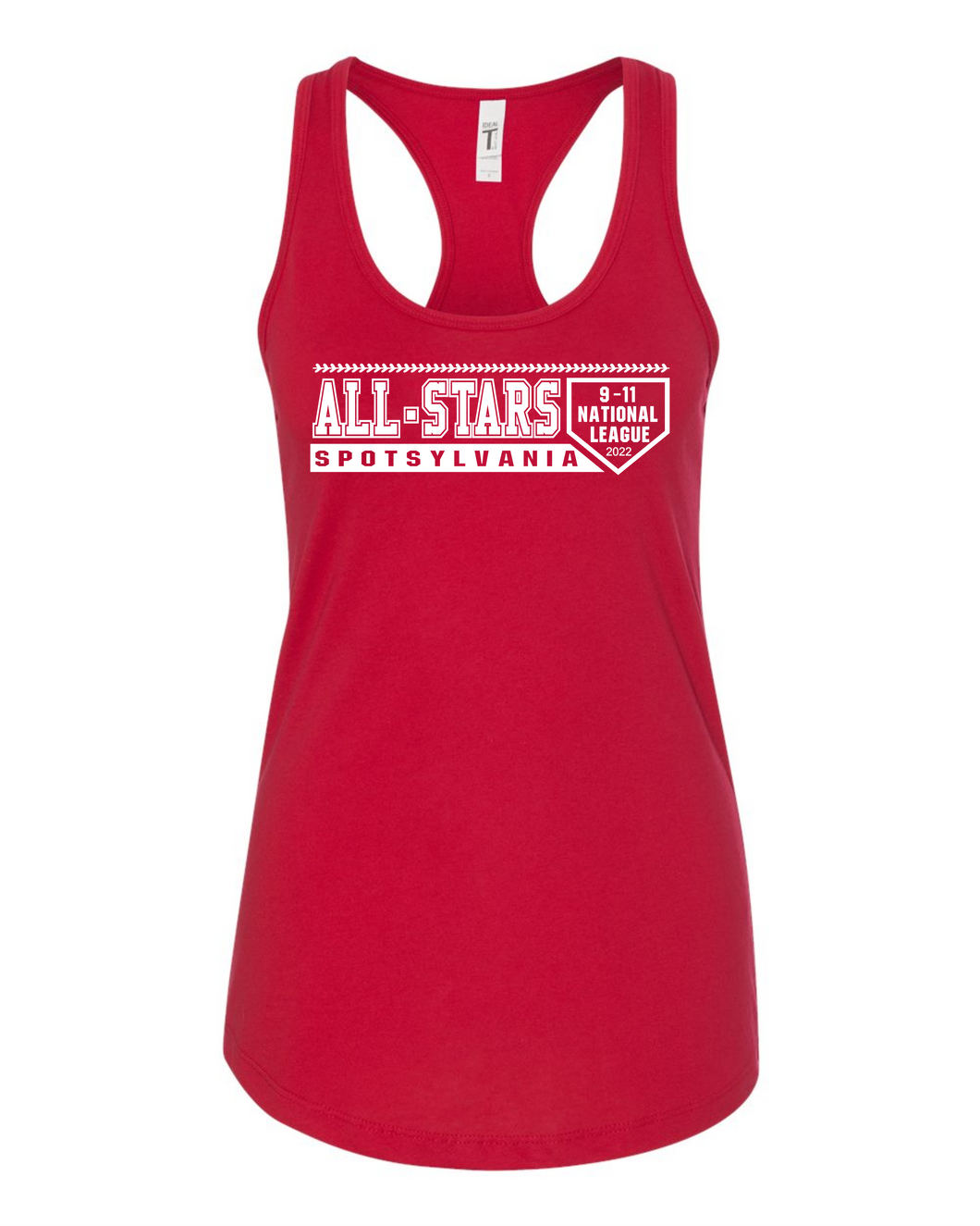 Next Level Womens Racerback Tank 1533-Red-D1 White