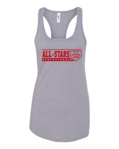 Next Level Womens Racerback Tank 1533-Heather Gray-D1 Red