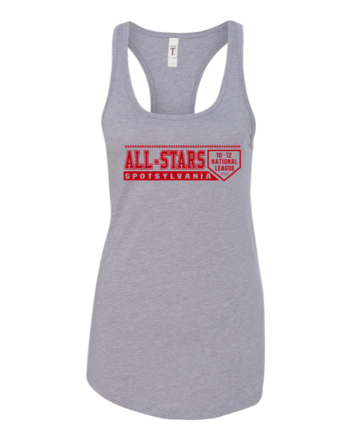 Next Level Womens Racerback Tank 1533-Heather Gray-D1 Red