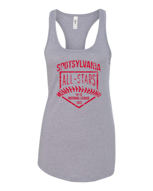 Next Level Womens Racerback Tank 1533-Heather Gray-D2 Red