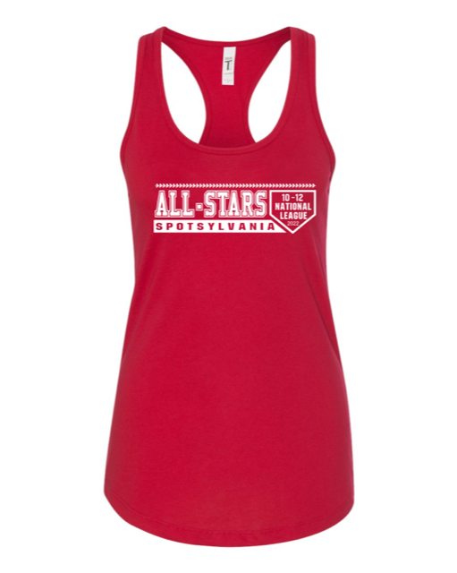 Next Level Womens Racerback Tank 1533-Red-D1 White