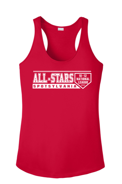 Sport-Tek Ladies Racerback Tank-Red-D1 White