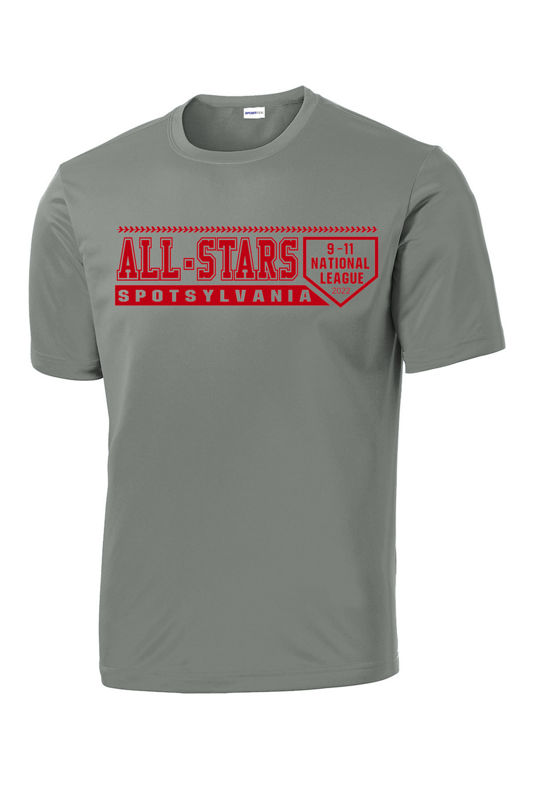 Sport Tek Competitor Tee-Gray-D1 Red