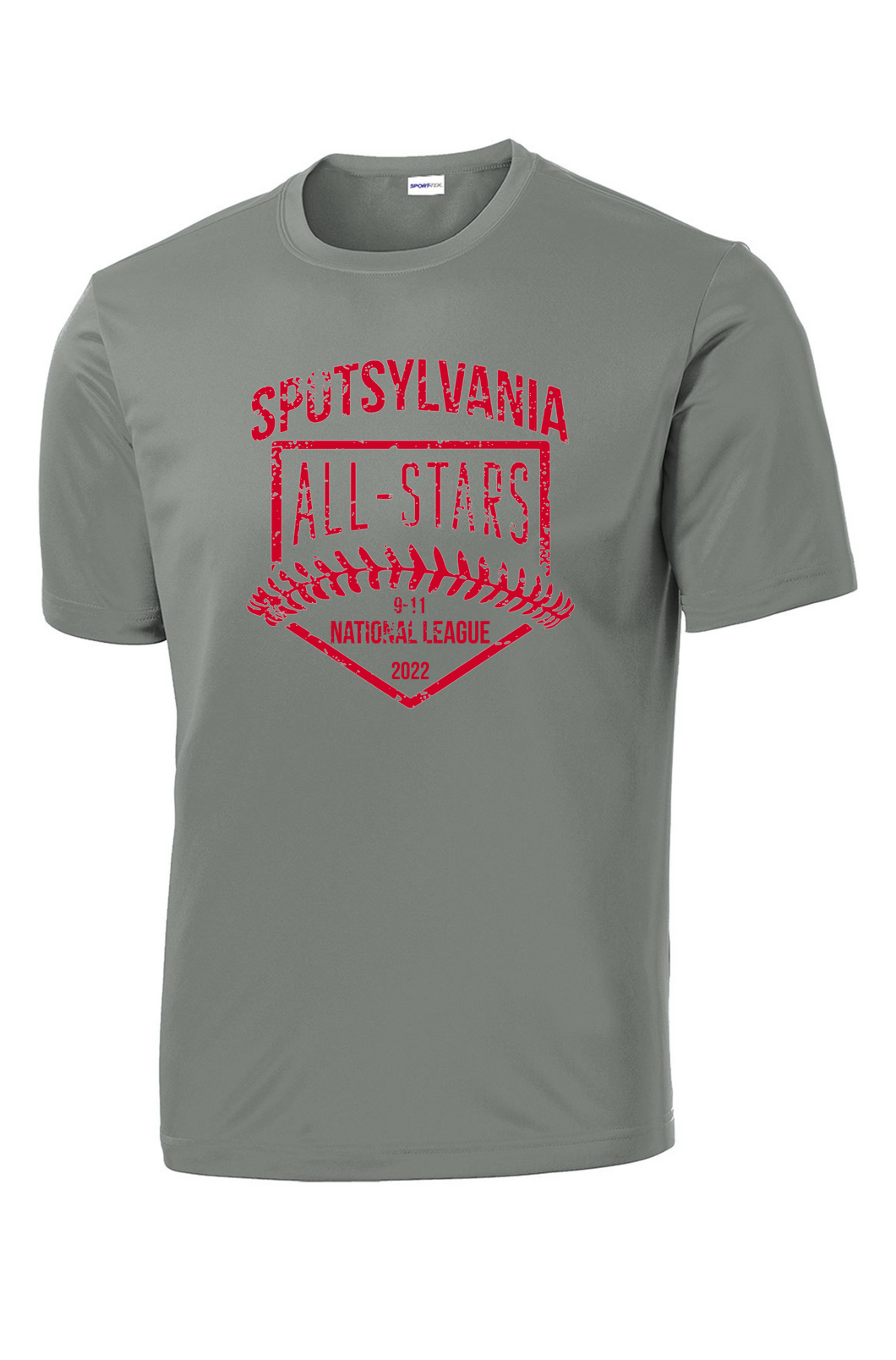 Sport Tek Competitor Tee-Gray-D2 Red