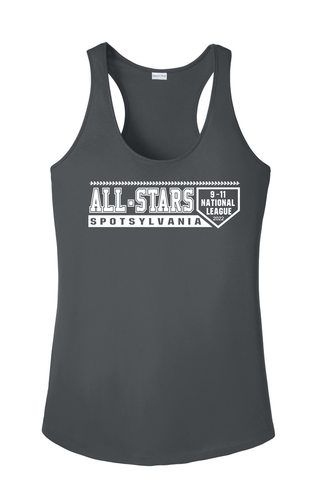 Sport-Tek Ladies Racerback Tank-Iron Gray-D1 White