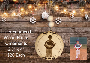 Laser Engraved Wood Photo Ornaments