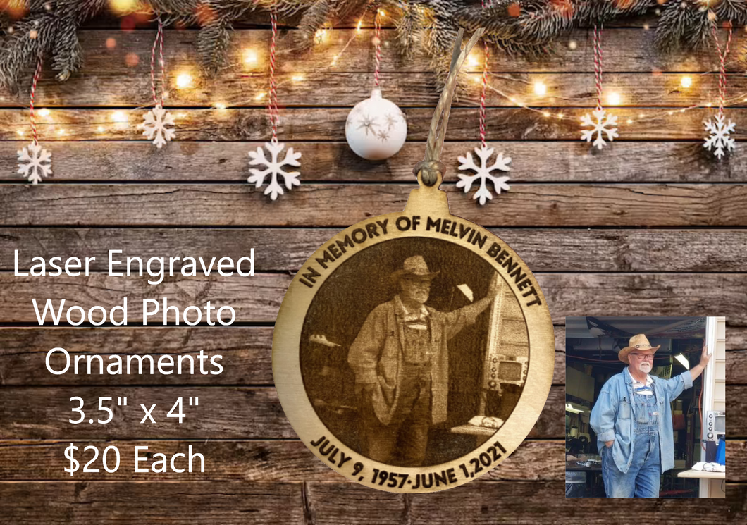 Laser Engraved Wood Photo Ornaments