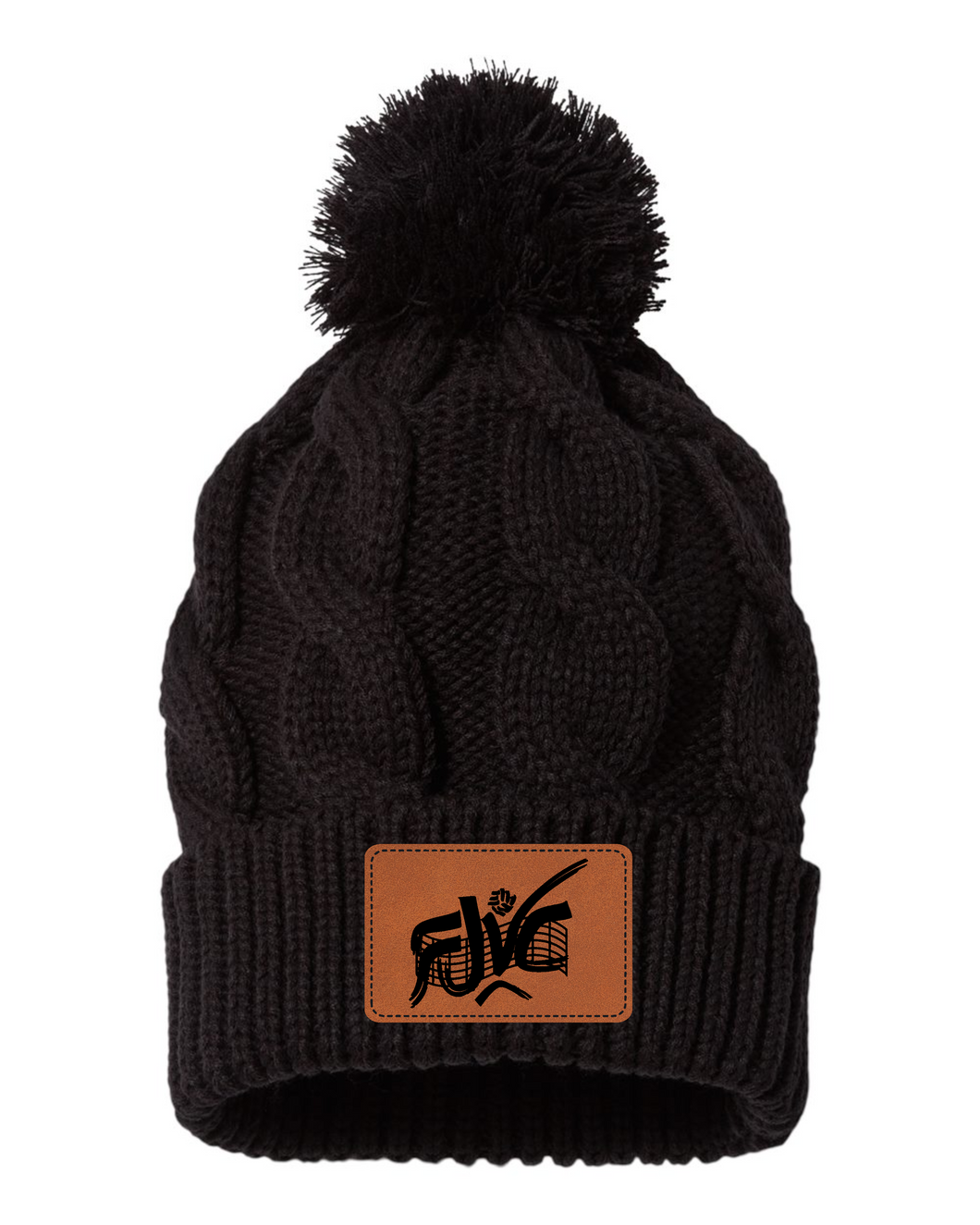 FJVC Richardson Chunk Twist Leather Patch Beanie (click for more colors)
