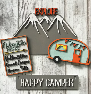 Happy Camper l Interchangeable Wagon/Crate Shelf Sitter