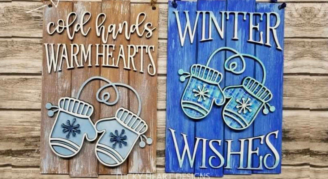 DIY KIT (no supplies) Winter Wishes or Warm Hearts Door Hanger
